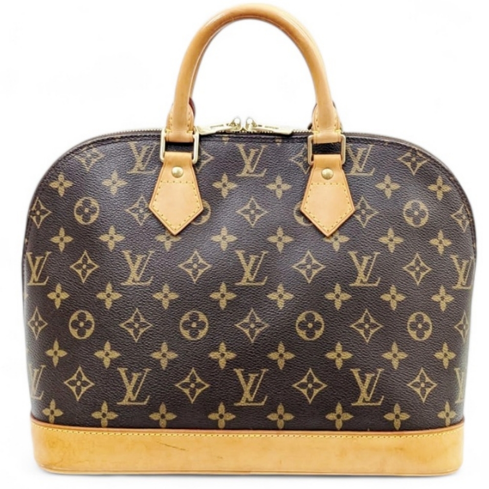 Louis Vuitton Monogram Canvas Satchel with Tan Leather Handles - Picture 1 of 13